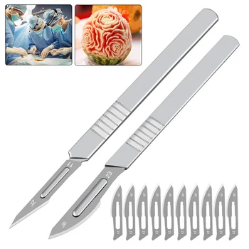 11 # 23 # Karbon Çelik Oyma Metal Neşter Bıçakları Kolu Neşter DIY Kesme Tamir Cerrahi Bıçak Kağıt Kesme alet setleri