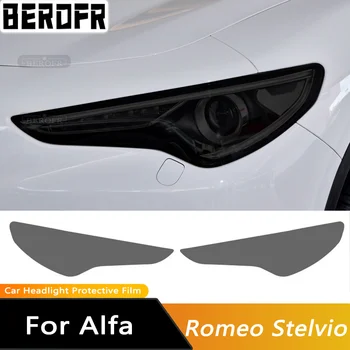 2 Adet Araba Far koruyucu film Far Şeffaf Siyah TPU Alfa Romeo Giulia İçin 952 Stelvio 949 Sticker Aksesuarları