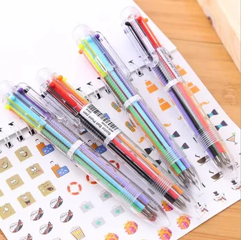 24 Adet Güzel Yaratıcı Şeffaf 6 Renk Tükenmez Kalem Karikatür Tükenmez Kalem İlköğretim Okulu Malzemeleri Hediyeler Toptan Kırtasiye
