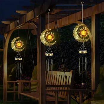 3 Adet yeni güneş ay rüzgar Ahenge ışıkları açık peyzaj demir asılı ışık ay LED bahçe çim noel partisi dekorasyon lambaları