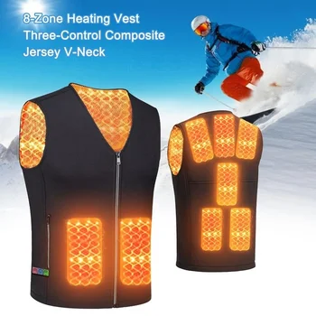 8 ADET ısıtmalı yelek erkek kadın elektrikli ısıtmalı ceket ısıtma yelek termal giyim avcılık yelek kış ısıtma ceket