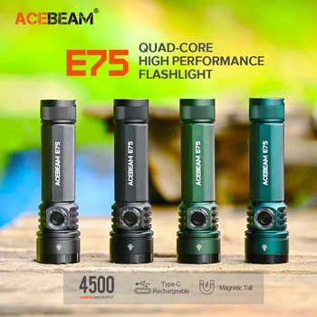ACEBEAM E75 Yüksek performanslı LED el feneri 4500 Lümen USB-C Şarj Edilebilir El Feneri araba, kamp, bakım kullanımı