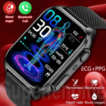 Akıllı saat Erkekler 2023 Yeni Kan Şekeri EKG + PPG Bluetooth Çağrı Saatler Su Geçirmez Spor 24-bizim Kalp Hızı Kan oksijen monitörü