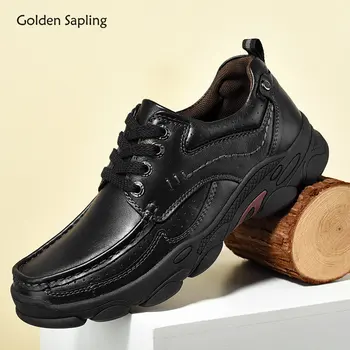 Altın Fidan Moda Eğlence Loafer'lar Klasikleri gündelik erkek ayakkabısı Rahat Platformu Flats Retro Hakiki Deri Resmi Ayakkabı