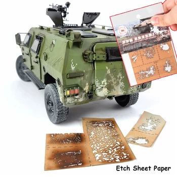 Askeri Model Aksesuarları Araçları Korozyon Leke Şablon Şablon Kaçak Sprey Kağıt Diorama Kitleri 1 Adet