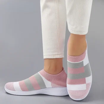 Ayakkabı Kadın vulkanize Ayakkabı Sneakers Kadın Örgü Slip-On Çorap Ayakkabı Beyaz Sneakers Sparkly Rhinestone Zapatos De Mujer