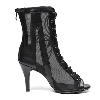 Dans ayakkabıları Zarif Ayak Bileği stiletto 2021 Yüksek Topuklu terlik Kadın ayakkabı Siyah Artı Boyutu kadın Botları Dans Caz Balo Salonu