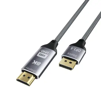 DisplayPort 1.4 HDMI 2.1 8K 1.8 mCable Dönüştürücü 8K@30Hz 4K@120Hz Yönlü Uyumlu DisplayPort PC ve HDMI Ekranlar