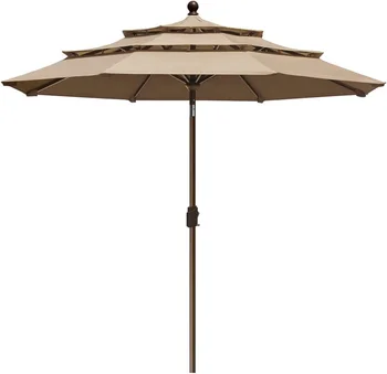 EliteShade ABD 10 Yıl Solmayan Sunumbrella 9Ft 3 Katlı Pazar Şemsiyesi Veranda Şemsiyesi Açık Masa Şemsiyesi