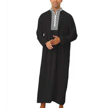 Erkek Gevşek Uydurma Elbise Yeni Müslüman Orta Doğu Arap Dubai Malezya Cep Fermuarlı Gömlek