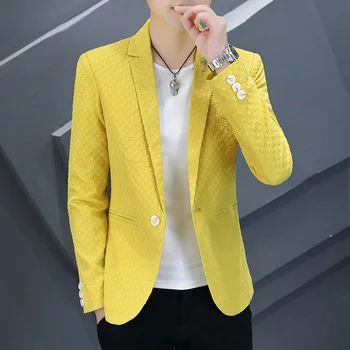HOO 2023 erkek Sonbahar Yeni Rahat Buruşuk Takım Elbise Ceket Gençlik İnce Yakışıklı blazer