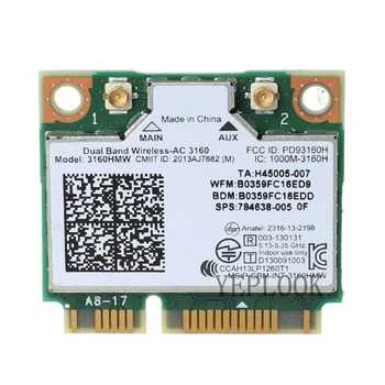 Intel Wifi Kartı Kablosuz AC 3160 3160HMW 3160AC 433 Mbps Çift Bant 2.4 G 5 GHz Bluetooth 4.0 Mini PCIe Kart 802.11 ac