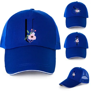 Kadın Erkek Yaz Moda pamuklu beyzbol şapkası Siperliği Kap Çiçek ve Siyah Mektup Hip Hop Rahat Snapback Şapka Nefes örgü şapkalar