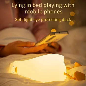 LED Gece Lambası Ördek Silikon Hayvan ışıkları Gece Lambası dokunmatik Sensör Dekoratif Lamba Karikatür Başucu Küçük Masa Lambası Noel Hediyesi