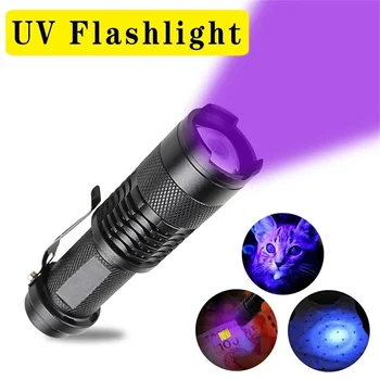 LED UV el feneri 365 / 395nm taşınabilir Mini ultraviyole meşale su geçirmez zumlanabilir menekşe ışık Pet idrar akrep dedektörü UV lambası