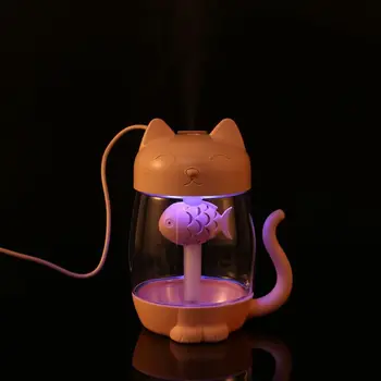 LED ışık ve USB Fa ile kedi Ultrasonik nemlendirici Aroma Difüzör için R9UD 3'ü 1 arada sevimli