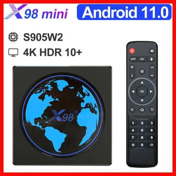 Mini android TV kutusu akıllı TV KUTUSU Android 11 4GB RAM 64GB 32GB Amlogic S905W2 2.4 G/5G Wifi 4K 60fps Set Üstü Kutusu X98Mini 2G 16G