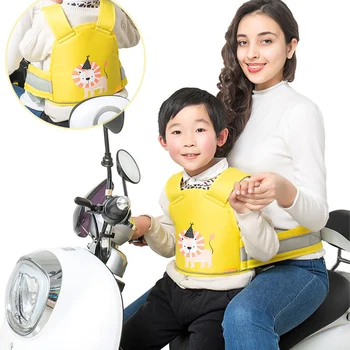 Motosiklet Çocuk Emniyet Kemeri 3D Nefes Emniyet Kemeri İle 4 in 1 Toka Yansıtıcı Şeritler Çocuk Anti-sonbahar Koruyucu Kemer