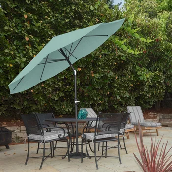 Otomatik Eğimli 10 Ayak Veranda Şemsiyesi, Tozlu Yeşil gölge şemsiyeleri plaj şemsiyesi açık şemsiye
