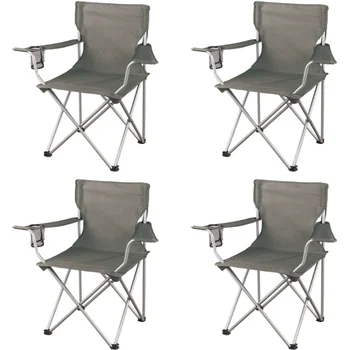 Ozark Trail Klasik Katlanır Kamp Sandalyeleri, file Bardaklı, 4'lü Set, 32. 10x19. 10x32. 10 inç