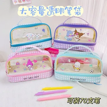 Sanrio Kalem Kutusu Hello Kitty Cinnamoroll Kuromi Büyük Öğrenci Kalem Çantası Taşınabilir Saklama Çantası Kozmetik Çantası Okul Malzemeleri
