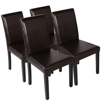 Suni Deri Yastıklı Yemek Sandalyeleri Ev Restoranları için Yüksek Sırt, Yemek Sandalyeleri 18,00 X 22,50 X 36,50 inç