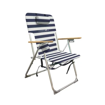 Sırt Çantası Ahşap Plaj Sandalyesi-Mavi ve Beyaz, Dayanıklı ve Güçlü, 13 Lbs,26,60 X 27,00 X 35,50 inç