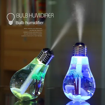 USB ampul hava nemlendirici yaratıcı masaüstü renkli LED sis püskürtücü ile ışık LED lamba hava nemlendirici ev