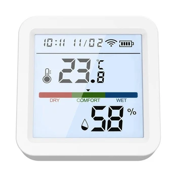 Wifi Nem Sensörü Sıcaklık Sensörü Arka Aydınlatma Ekran App Kontrol Sıcaklık Alarm Sensörü Saat Fonksiyonu İle Ev İçin