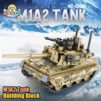 Yapı Taşı M1A2 Tankı Modeli Tuğla Ağır Tanklar Çocuk Monte Askeri Kamyon Araba Küçük Parçacık Yapı Taşları Oyuncak Modelleri Çocuk