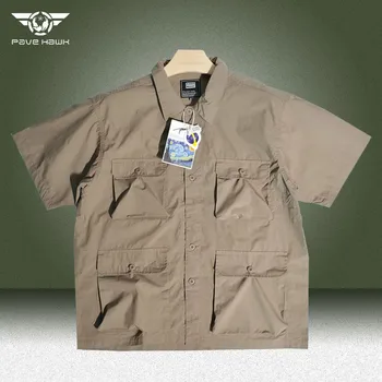 Yaz Taktik Gömlek Erkekler Askeri Ince Kısa Kollu Kargo Gömlek Erkek Açık Ordu Nefes Eğitim Chemise Homme Rahat