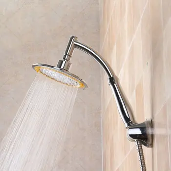 Yuvarlak Yağış Püskürtücü Üst Banyo Duş Başlığı Ayarlanabilir Ayrılabilir Yüksek Basınçlı Plastik altın seti duş musluk şelale