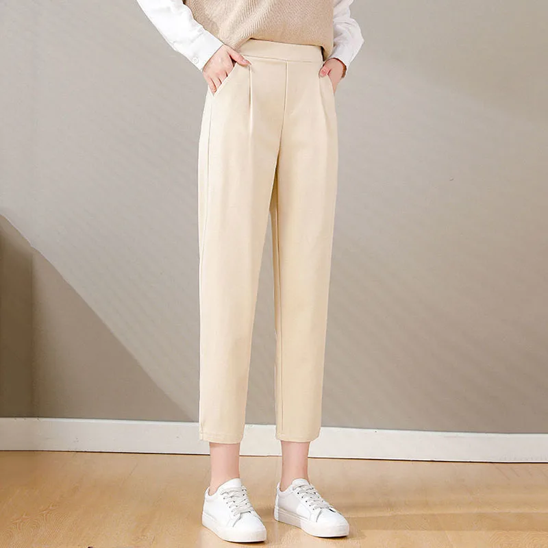 Lucyever Moda Ofis Takım Elbise Pantolon Kadın İlkbahar Yaz 2023 Kore Yüksek Bel Ayak Bileği Uzunlukta Pantolon Kadın Düz günlük pantolon