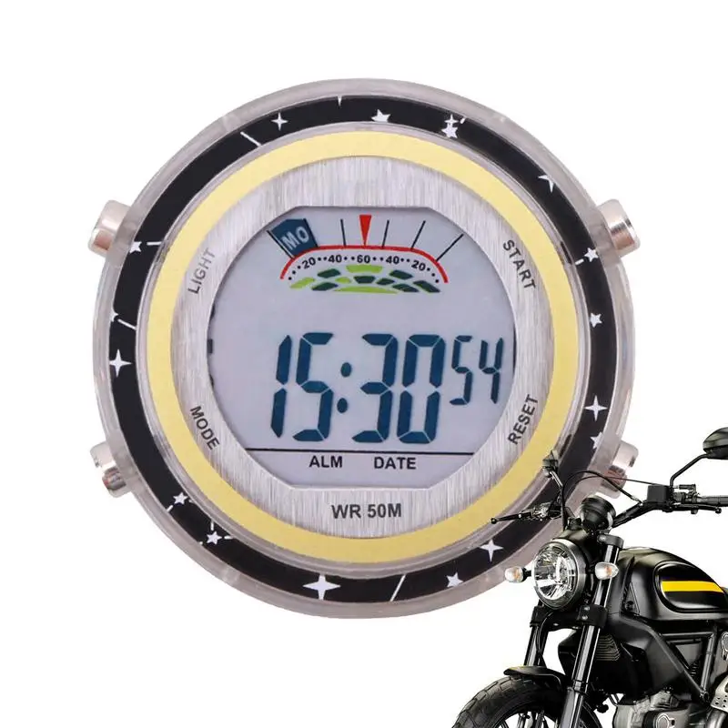 Mini Motosiklet Dijital Saat Stick-On Su Geçirmez elektronik saat Saat Zaman Evrensel Kronometre İle Motosiklet Aksesuarları