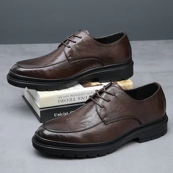 İngiliz Tarzı Kalın Tabanlı ayakkabılar erkek hakiki deri ayakkabı Yumuşak Deri erkek resmi ayakkabı İş rahat ayakkabılar Commuting Ayakkabı