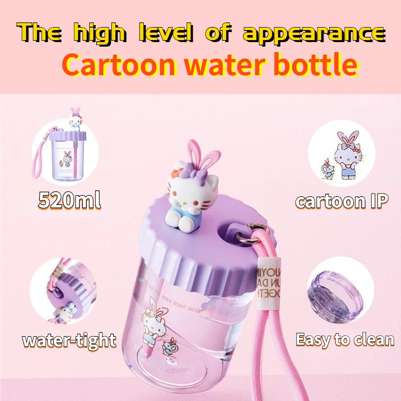 Miniso Sanrio Halat Tutma Taşınabilir İçme Saman Bebek Su Bardağı Çocuk Moda Öğrenci Çocuklar Bebek Anime Hello Kitty bardak
